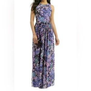 Shoshanna hydrangea purple floral maxi dress